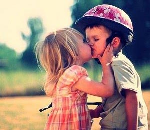 Children kissing